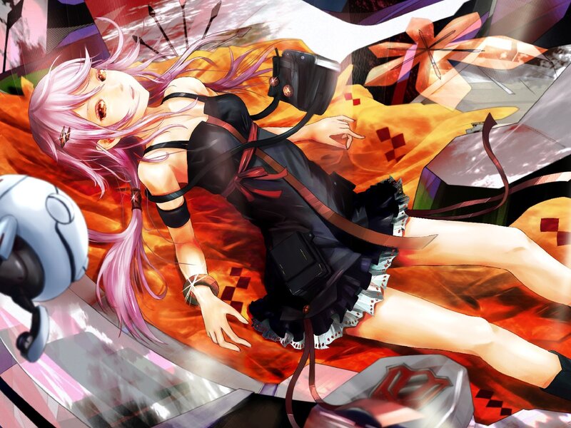 Pink-haired Girl Lying Down — Black
