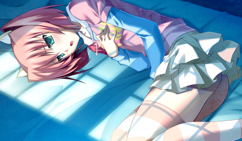 Pink-haired Girl Lying Down — Blue, Calm