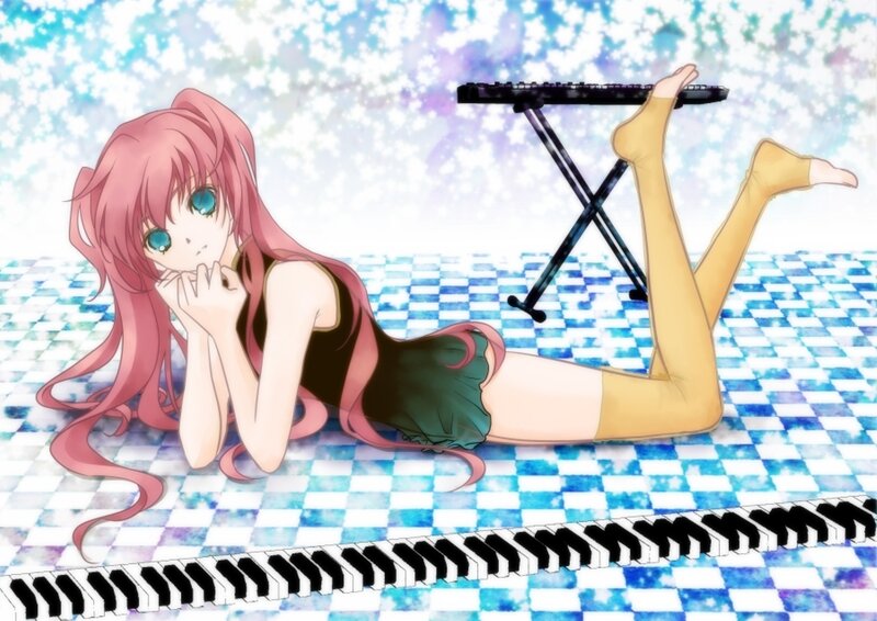 Pink-haired Girl Lying Down — Blue
