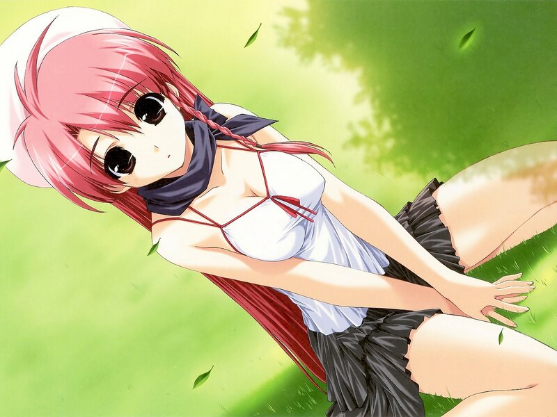 Pink-haired Girl Lying Down — Green, Calm, Afternoon