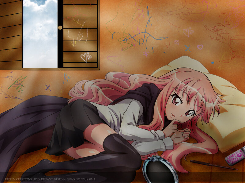 Pink-haired Girl Lying Down — Orange, Calm