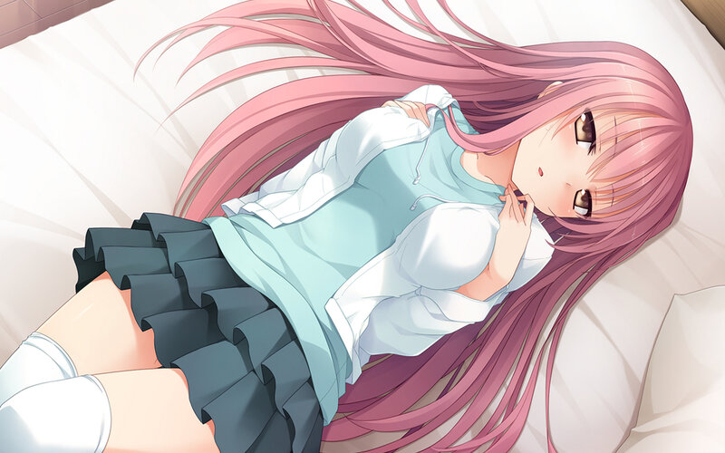 Pink-haired Girl Lying Down — Pink, Calm, Anime