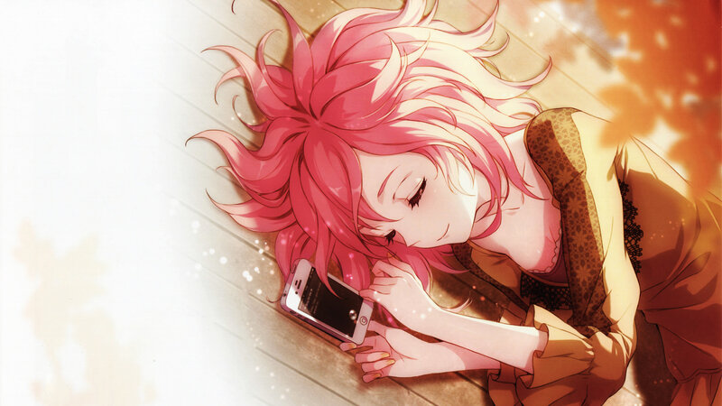 Pink-haired Girl Lying Down — Pink, Serene, Autumn
