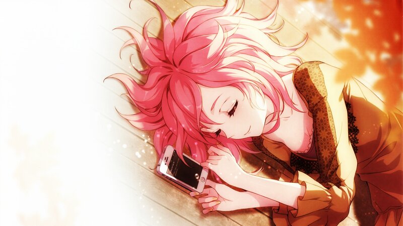 Pink-haired Girl Lying Down — Pink, Serene, Sunset