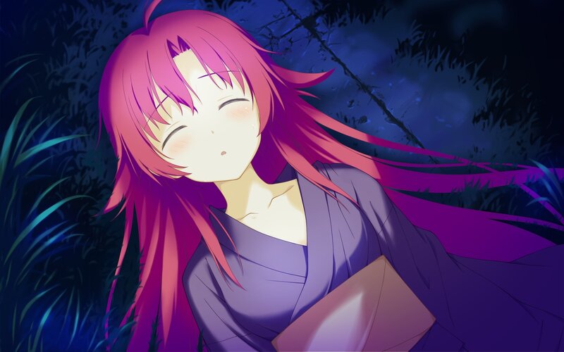 Pink-haired Girl Lying Down — Purple