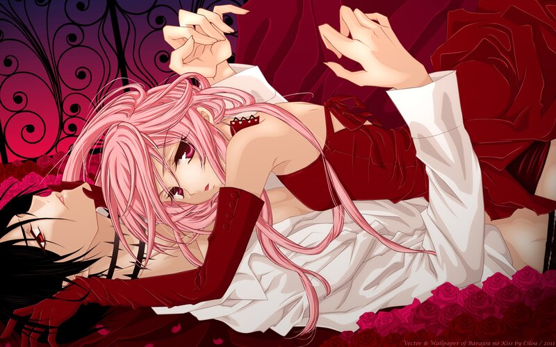 Pink-haired Girl Lying Down — Red