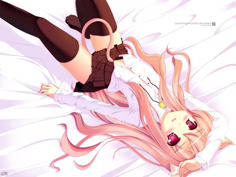 Pink-haired Girl Lying Down — White
