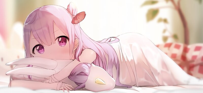 Pink-haired Girl Lying — Pink, Calm
