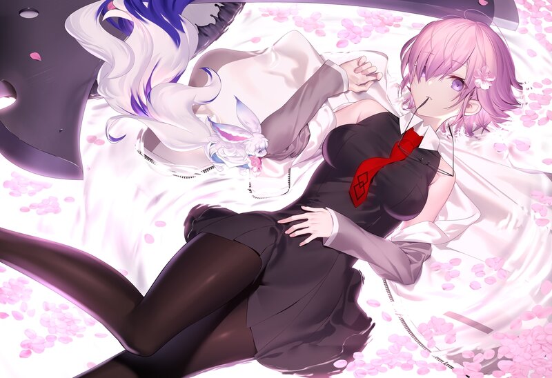 Pink-haired Girl Lying — Pink, Serene