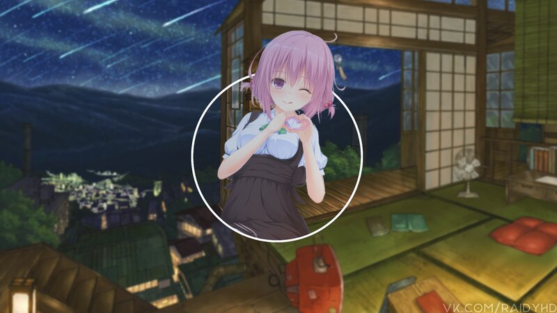 Pink-haired Girl Making Heart — Purple