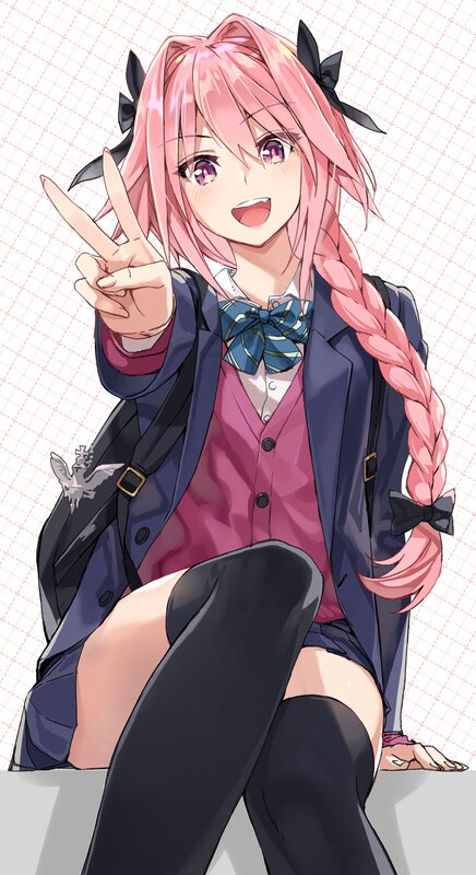 Pink-haired Girl Making Peace Sign