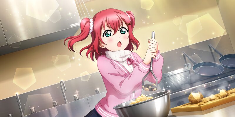 Pink-haired Girl Mashing Potatoes