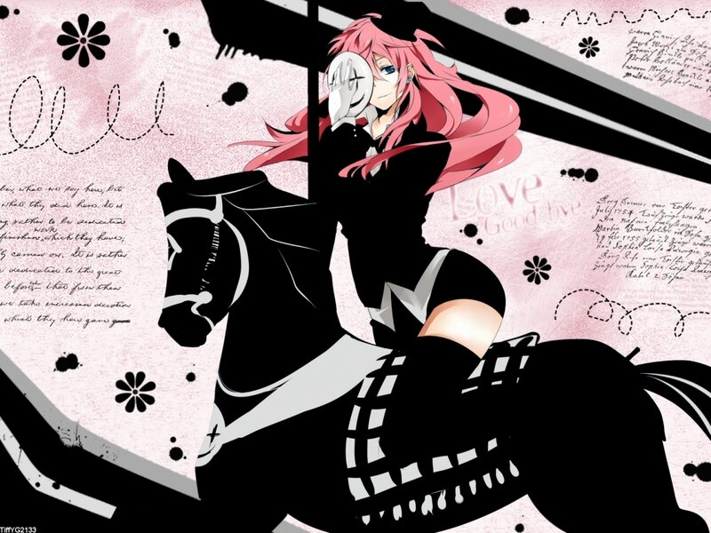 pink-haired girl on a horse