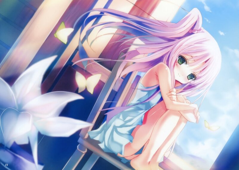 Pink-haired Girl on Balcony — Blue