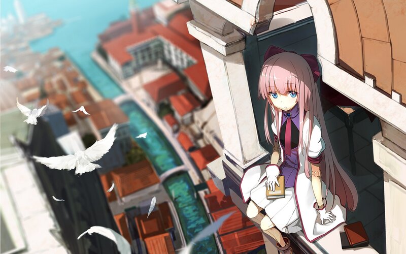 Pink-haired Girl on Balcony