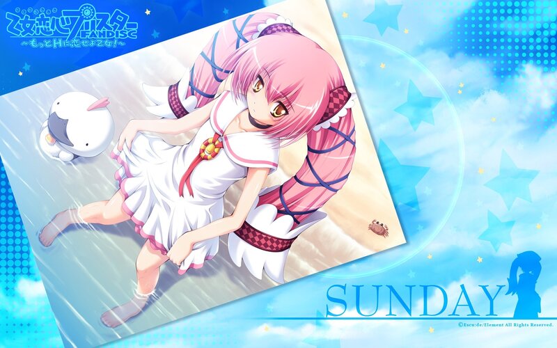 Pink-haired girl on beach