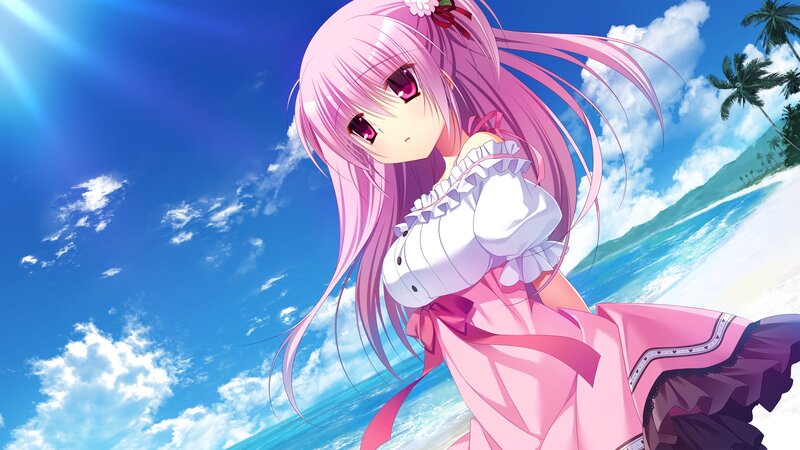 Pink-haired Girl on Beach — Pink