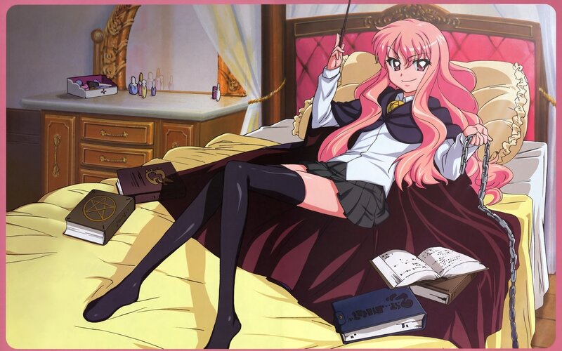 Pink-haired Girl on Bed — Pink, Relaxed, Anime
