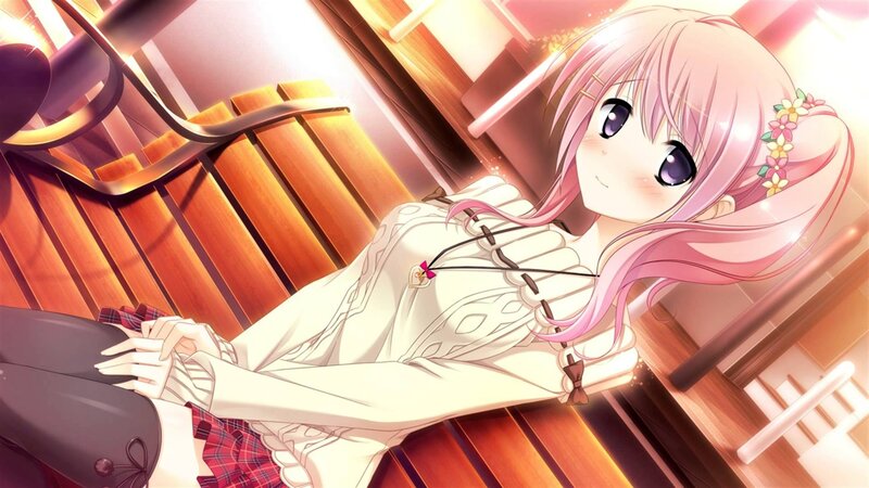 Pink-haired Girl on Bench — Pink