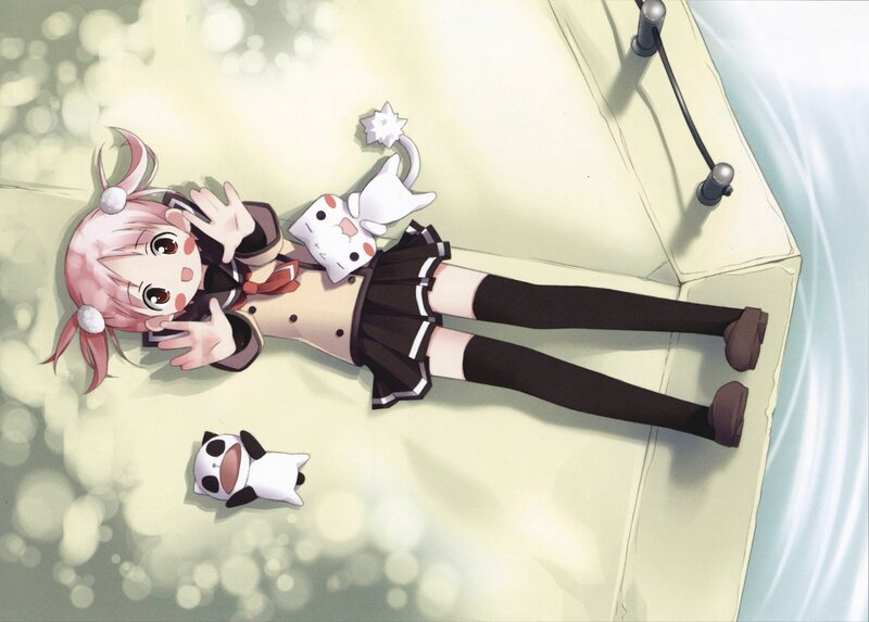 Pink-haired girl on boat deck