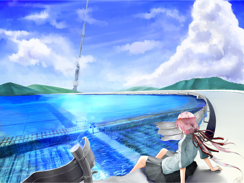 Pink-haired Girl on Boat
