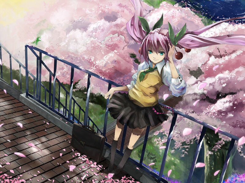 Pink-haired Girl on Bridge — Pink