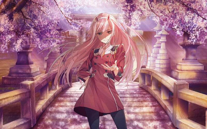 Pink-haired Girl on Bridge — Purple