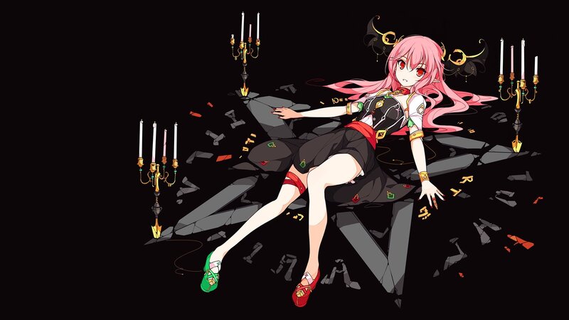 Pink-haired Girl on Broken Floor — Black, Dramatic