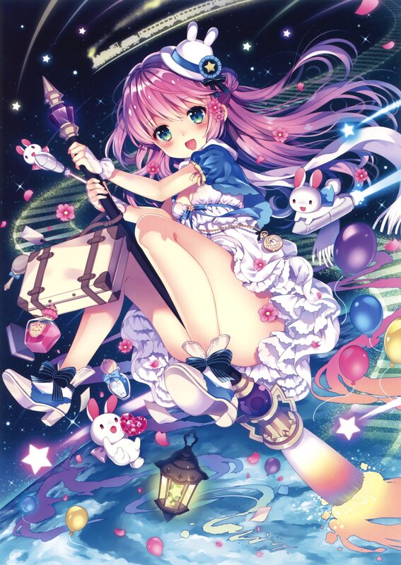 Pink-haired Girl on Broom