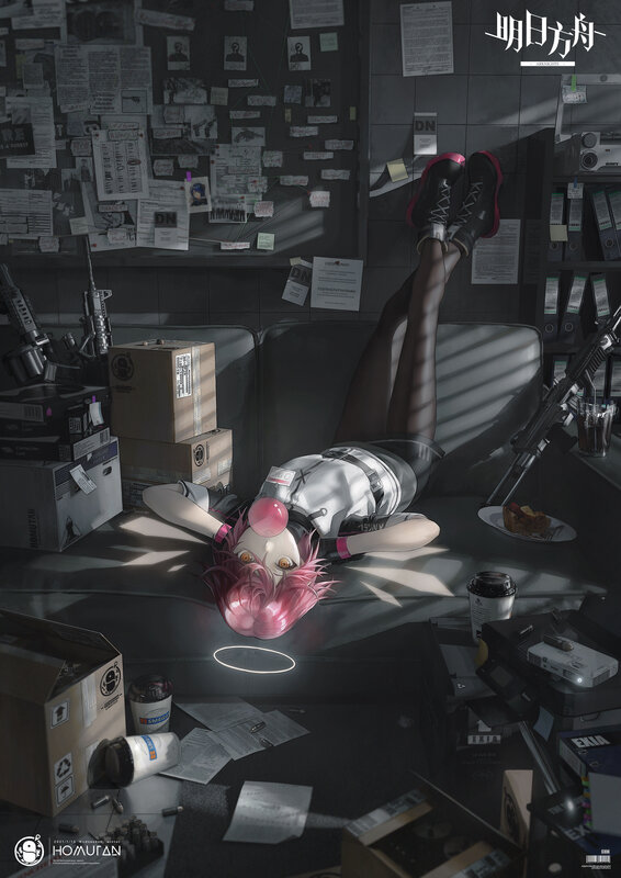 Pink-haired Girl on Couch — Black
