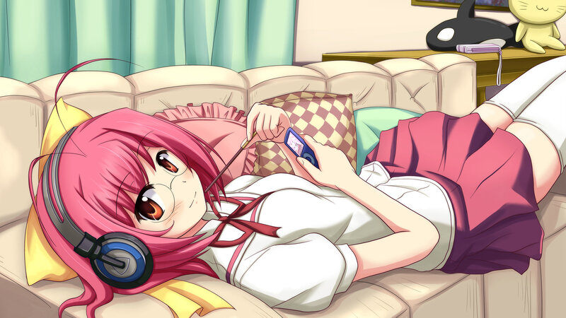 Pink-haired Girl on Couch — Pink, Relaxed, Anime