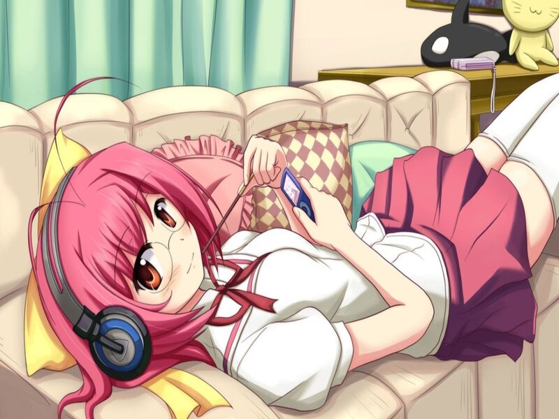 Pink-haired Girl on Couch — Pink