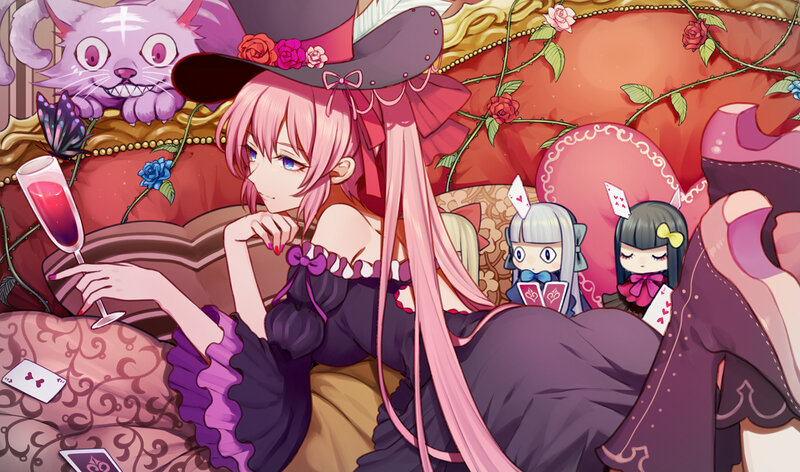 Pink-haired Girl on Couch — Purple, Whimsical