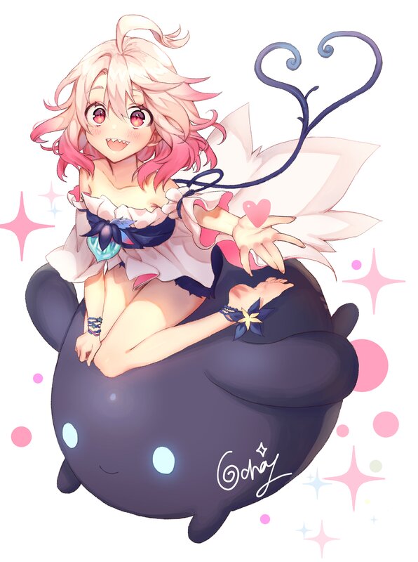 Pink-haired Girl on Creature