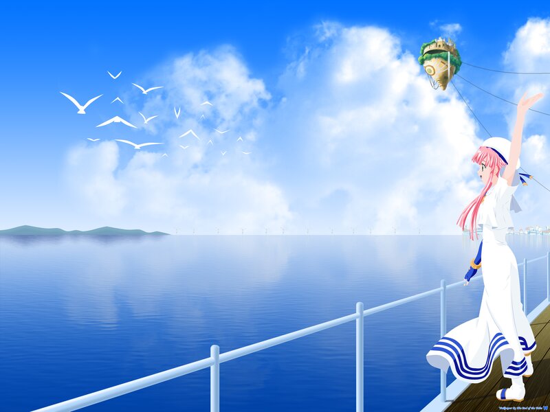 Pink-haired Girl on Dock — Blue