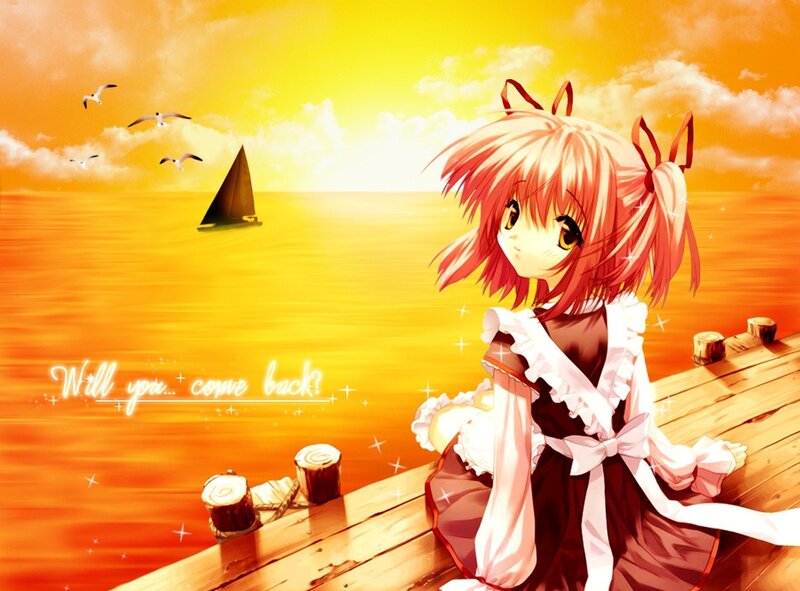 Pink-haired Girl on Dock — Orange