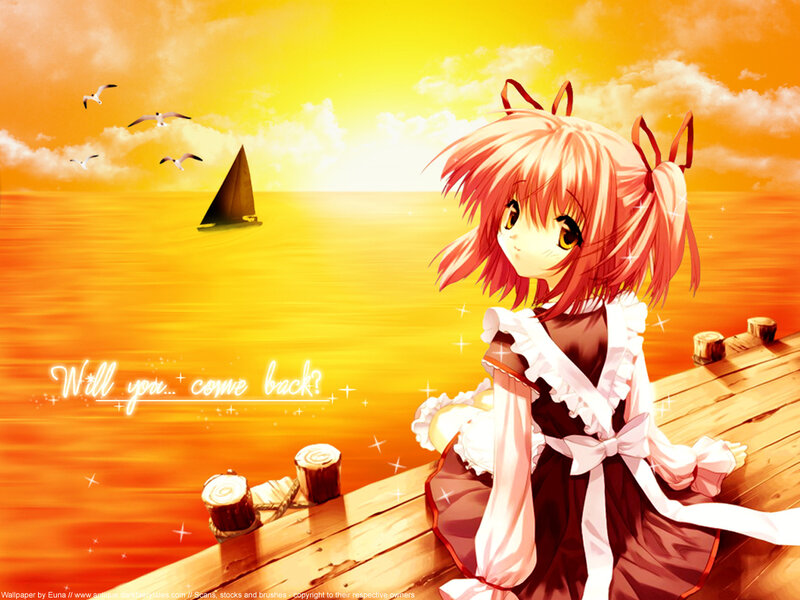 Pink-haired Girl on Dock