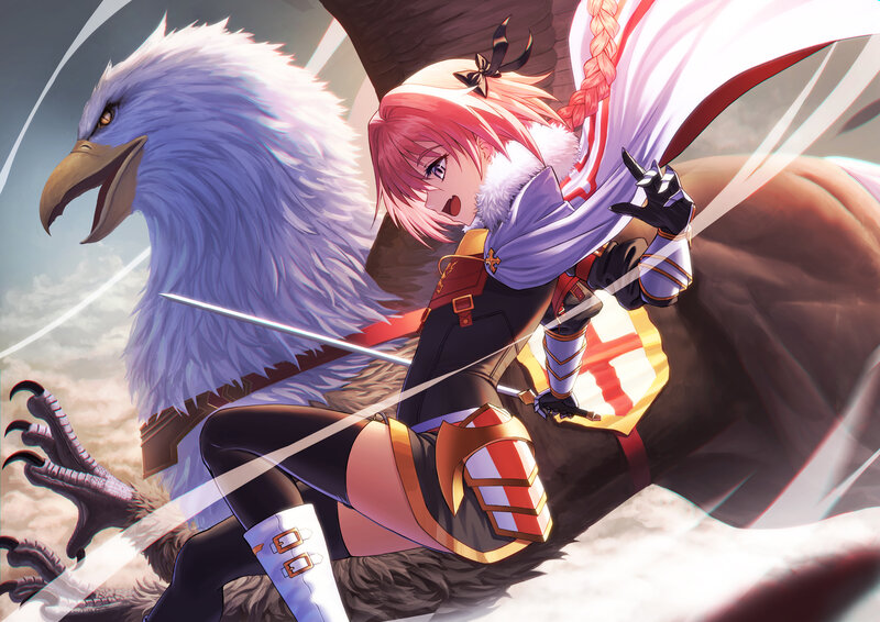 Pink-haired Girl on Eagle