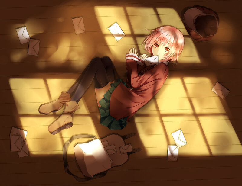 Pink-haired Girl on Floor — Brown
