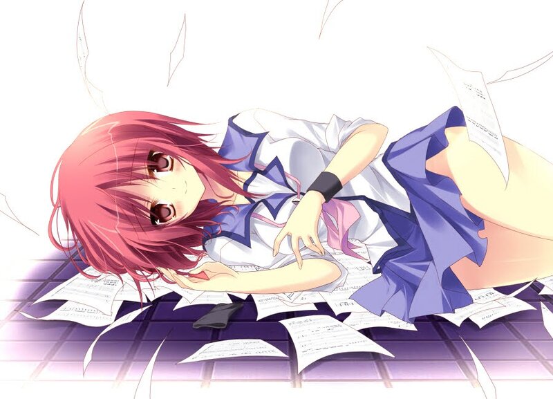 Pink-haired Girl on Floor — Purple