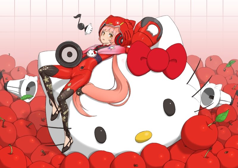 Pink-haired Girl on Hello Kitty