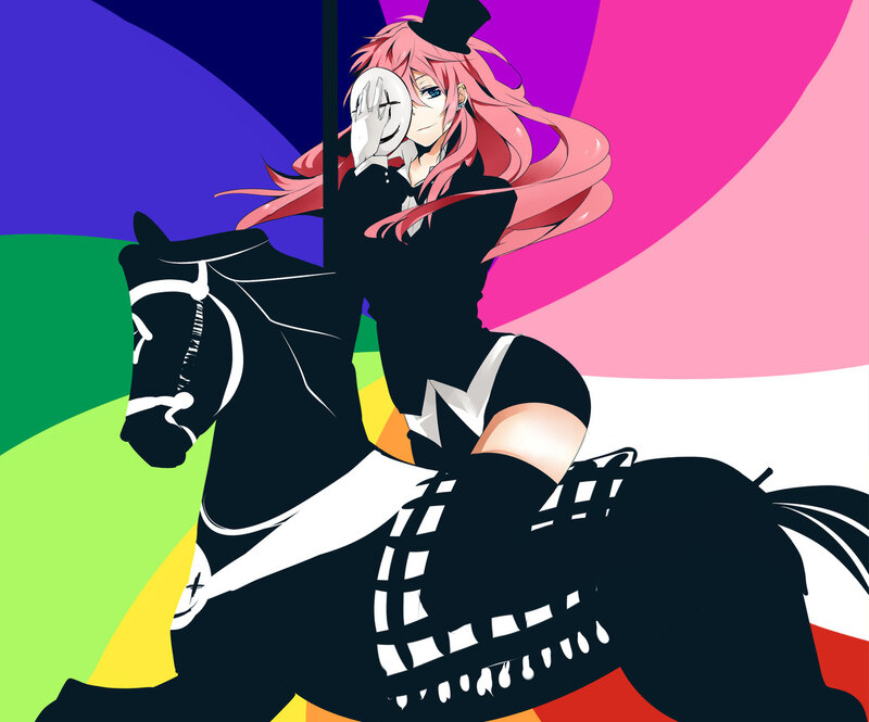Pink-haired Girl on Horse