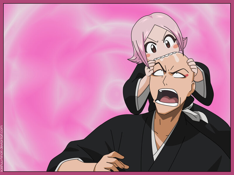Pink-haired Girl on Man's Head