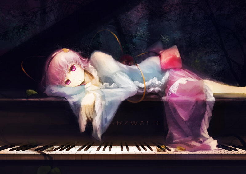 Pink-haired Girl on Piano