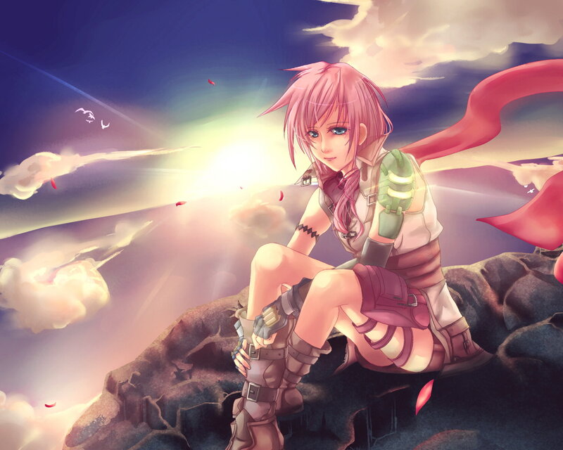 Pink-haired Girl on Rock — Pink