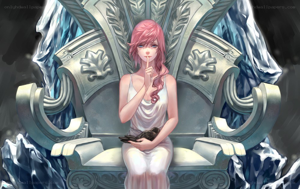 pink-haired girl on throne
