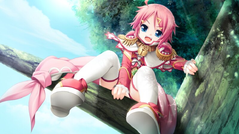 Pink-haired Girl on Tree Branch