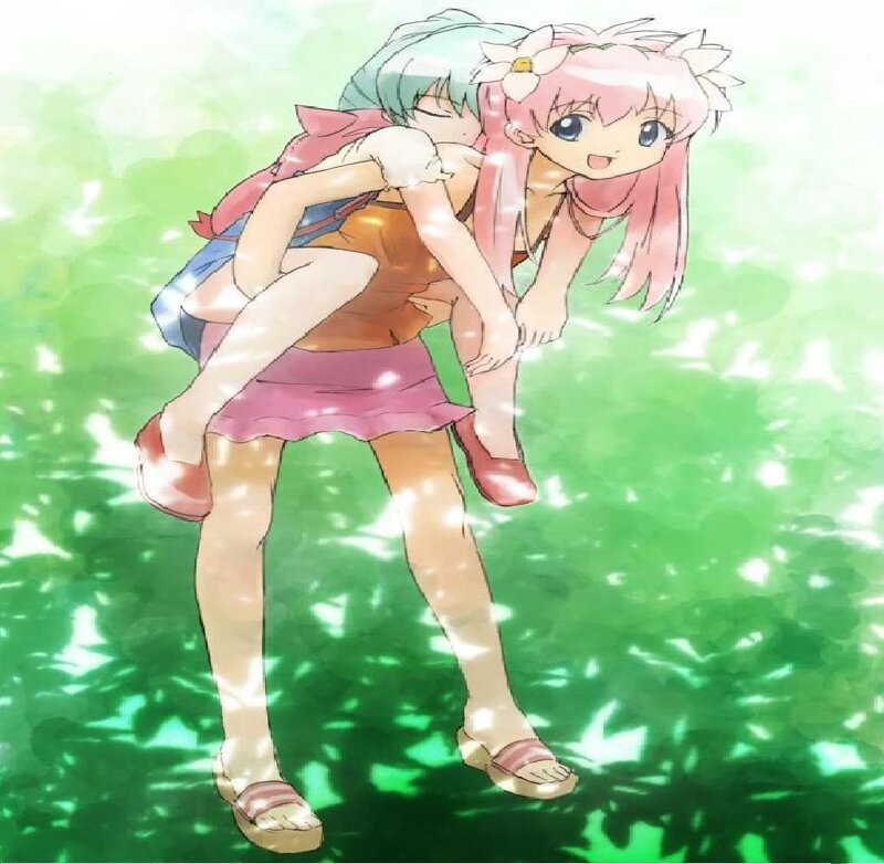 Pink-haired Girl Piggybacking