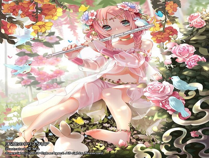 Pink-haired Girl Playing Flute — Pink