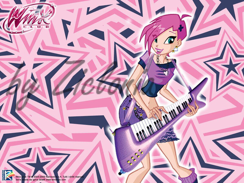 Pink-haired Girl Playing Keyboard